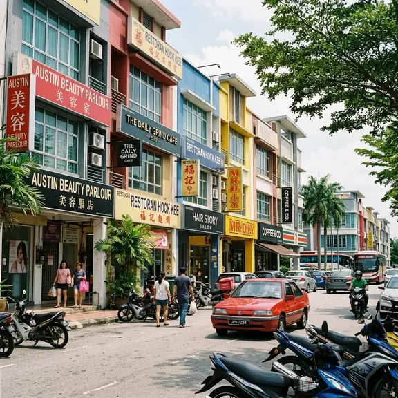 Taman Mount Austin street level view Johor Bahru